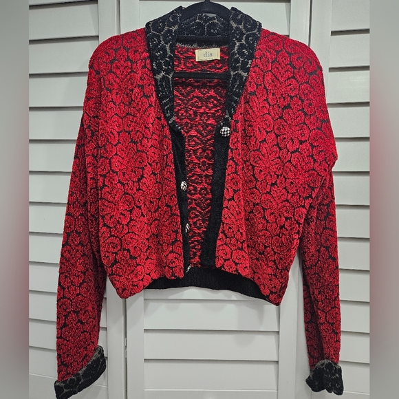 Spectacular Día Red and Black Sweater Jacket S